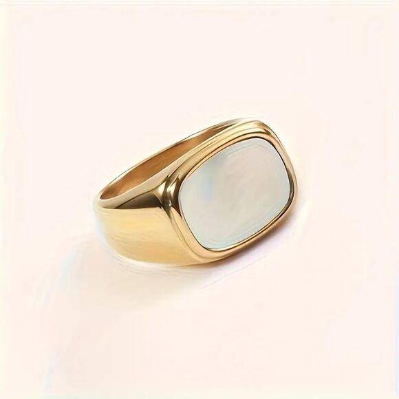18K Gold Plated Minimalist Retro Style Statement Gold Statement Band Ring Gift - Picture 2 of 7